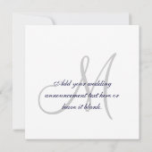 Elegante Save the Date Navy Trouw Aankondiging (Achterkant)