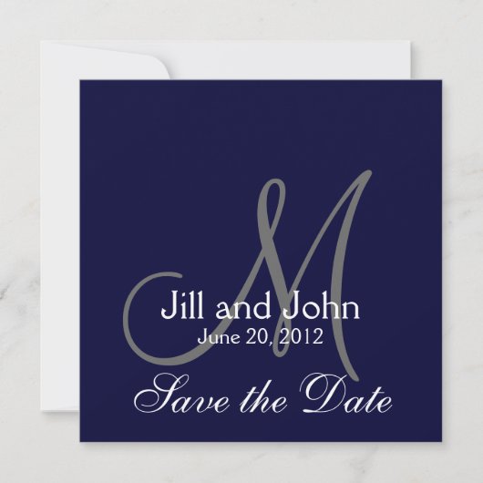 Elegante Save the Date Navy Trouw Aankondiging (Voorkant)