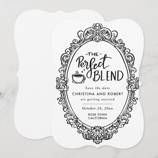 Elegante save the date | Perfect Blend Koffie Love Kaart (Voorkant / Achterkant)