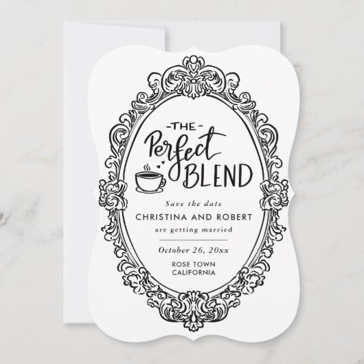 Elegante save the date | Perfect Blend Koffie Love Kaart (Voorkant)