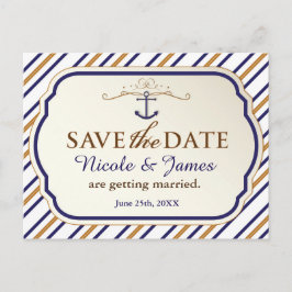 Elegante Save-the-date-postkaart met nautische str Aankondigingskaart
