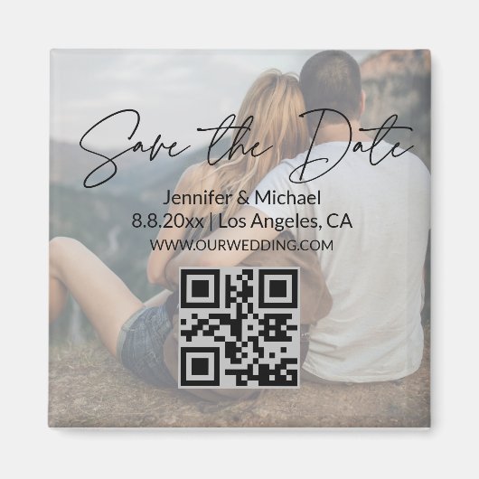 elegante save the date, qr-code koppel vervaagde f magneet (Voorkant)