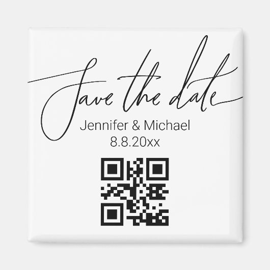 elegante save the date, qr code minimalistische br magneet (Voorkant)