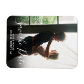Elegante Save the Date Script Foto Huwelijk Magneet (Horizontaal)