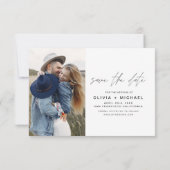 Elegante Save the Date Script Foto Minimalistisch (Achterkant)