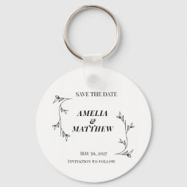 Elegante Save the Date-sleutelhanger, Minimalistis Sleutelhanger