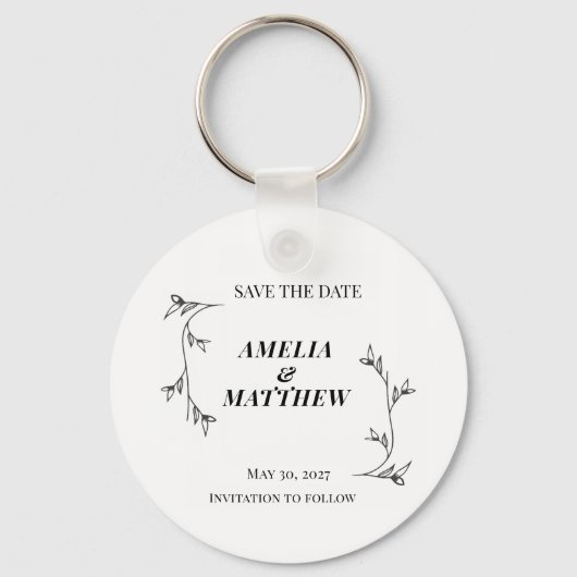 Elegante Save the Date-sleutelhanger, Minimalistis Sleutelhanger (Voorkant)