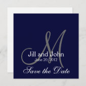 Elegante Save the Date Trouwkaart Navy (Voorkant / Achterkant)