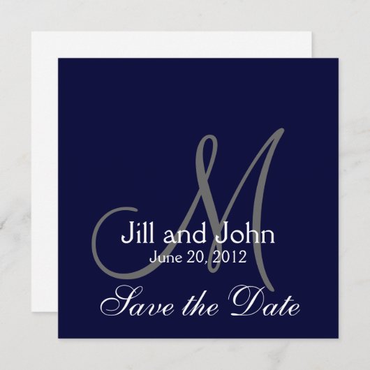 Elegante Save the Date Trouwkaart Navy (Voorkant / Achterkant)
