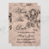 Elegante "Save The Date" vintage rozen sepia Save The Date (Voorkant / Achterkant)