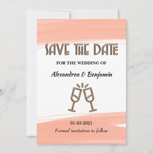 Elegante Save The Date Watercolor Roze Moderne Kaa (Voorkant)