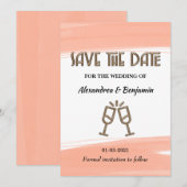 Elegante Save The Date Watercolor Roze Moderne Kaa (Voorkant / Achterkant)