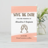 Elegante Save The Date Waterverf Roze Moderne Kaar (Staand voorkant)