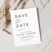 Elegante Save the Date Wit Zwart Minimalistisch