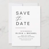 Elegante Save the Date Wit Zwart Minimalistisch (Voorkant)