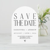 Elegante Save the Date witte en zwarte kaart (Staand voorkant)