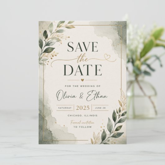 Elegante save-the-datekaart save the date (Staand voorkant)