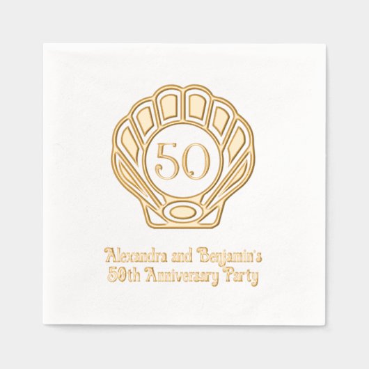 Elegante Scallop Shell Seashell Jubileum Party Folie Servetten (Voorkant)