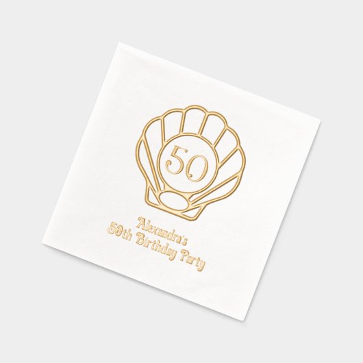 Elegante Scallop Shell Seashell Verjaardagsfeest # Folie Servetten (Links)