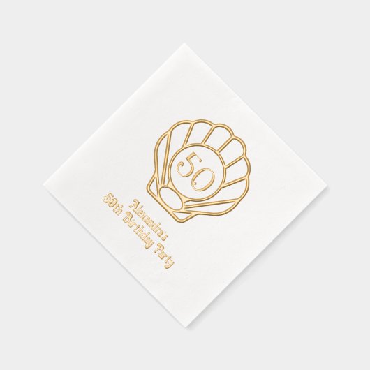 Elegante Scallop Shell Seashell Verjaardagsfeest # Folie Servetten (Rechts)