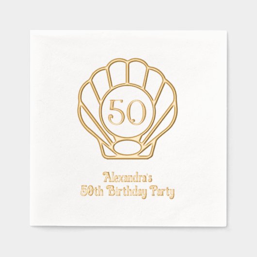 Elegante Scallop Shell Seashell Verjaardagsfeest # Folie Servetten (Voorkant)