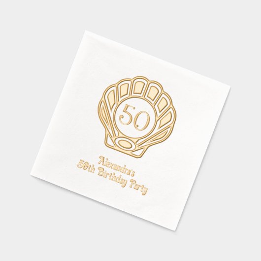 Elegante Scallop Shell Seashell verjaardagsfeestje Folie Servetten (Links)