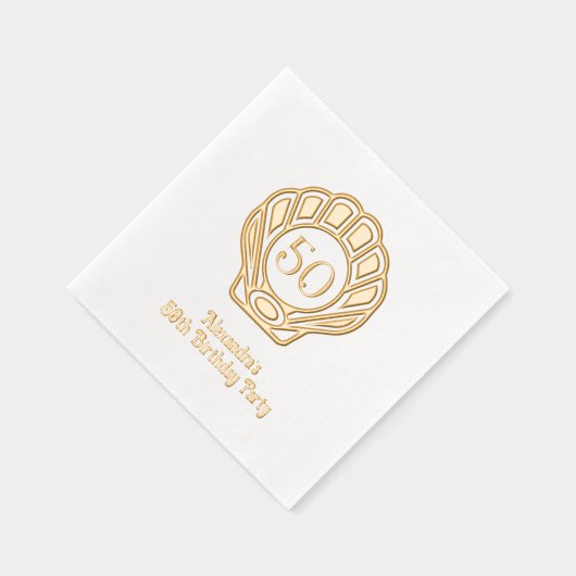 Elegante Scallop Shell Seashell verjaardagsfeestje Folie Servetten (Rechts)