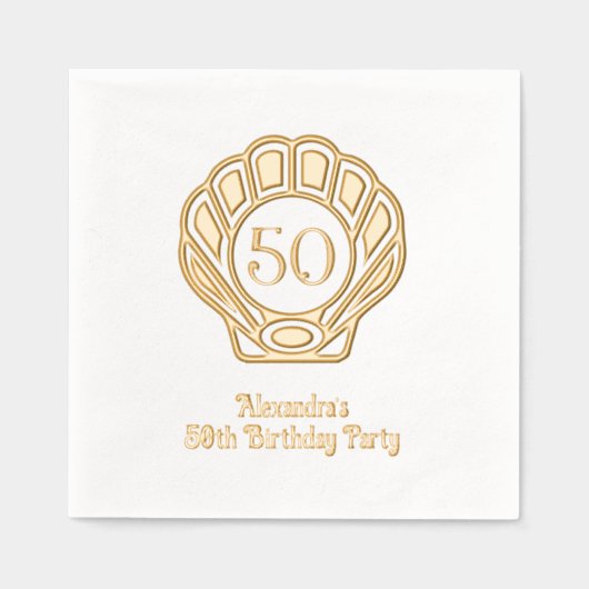 Elegante Scallop Shell Seashell verjaardagsfeestje Folie Servetten (Voorkant)