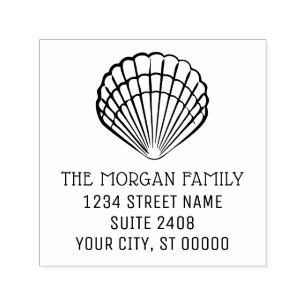 Elegante Scallop Shell Seashore Beach Naam Adres Zelfinktende Stempel