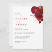 Elegante Scarlet Bloom bruiloft uitnodiging (Voorkant)