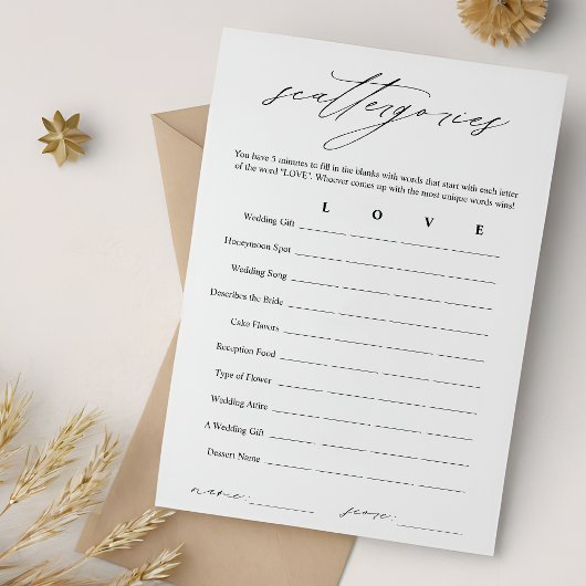 Elegante Scattergories Vrijgezellenfeest Game Kaar Kaart