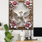 Elegante scène van witte duiven poster (Thuiskantoor)