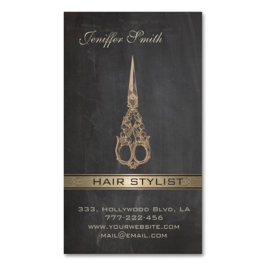 Elegante schaar- en schaarmessen visitekaartje magneet (Voorkant Verticaal)