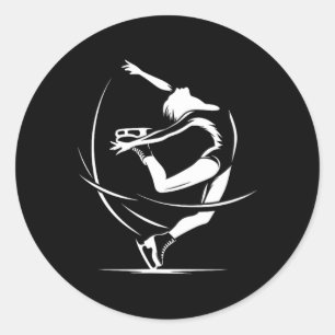 Elegante schaatser wintersport sierlijk artistiek ronde sticker