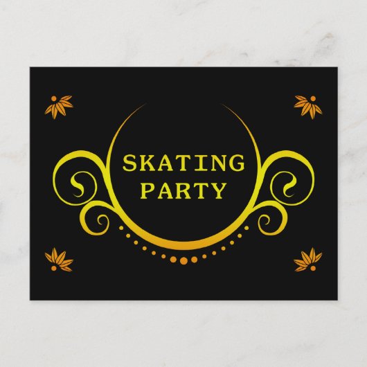 elegante schaatspartij uitnodiging briefkaart (Voorkant)