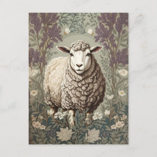 Elegante Schapen Lavendel Bloem Achtergrond Briefkaart