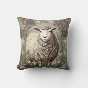 Elegante Schapen Lavendel Bloem Achtergrond Kussen