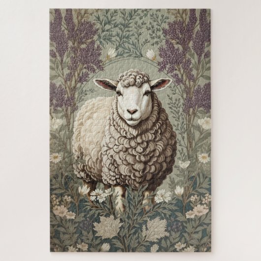 Elegante Schapen Lavendel Bloem Achtergrond Legpuzzel (Verticaal)