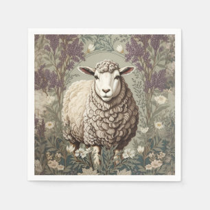 Elegante Schapen Lavendel Bloem Achtergrond Servet