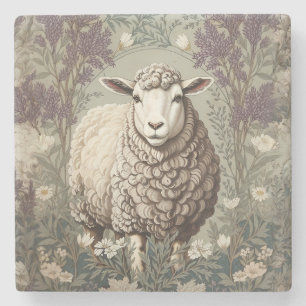 Elegante Schapen Lavendel Bloem Achtergrond Stenen Onderzetter