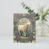 Elegante schapenlavendel bloemenachtergrond briefkaart (Staand voorkant)