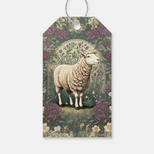 Elegante schapenlavendel bloemenachtergrond cadeaulabel (Voorkant)