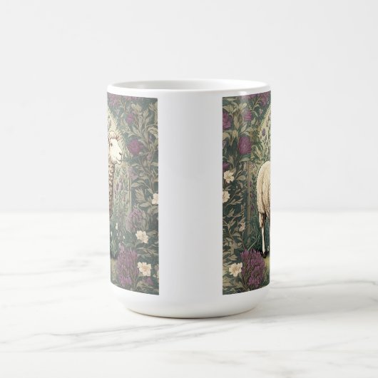 Elegante schapenlavendel bloemenachtergrond koffiemok (Center)