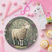 Elegante schapenlavendel bloemenachtergrond papieren bordje (Feest)