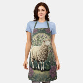 Elegante schapenlavendel bloemenachtergrond schort (Gedragen)