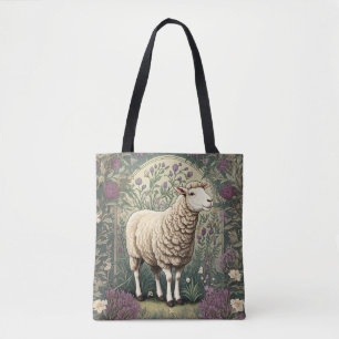 Elegante schapenlavendel bloemenachtergrond tote bag