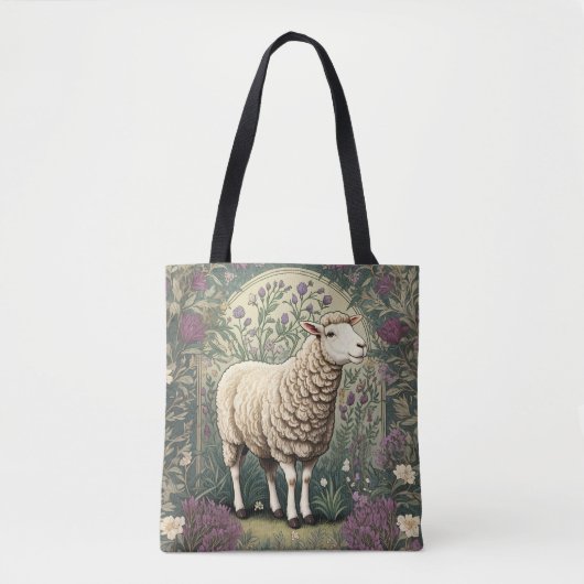 Elegante schapenlavendel bloemenachtergrond tote bag (Voorkant)
