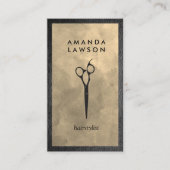 Elegante Scharen Kam Grijs | Leren Rand Visitekaartje (Voorkant)