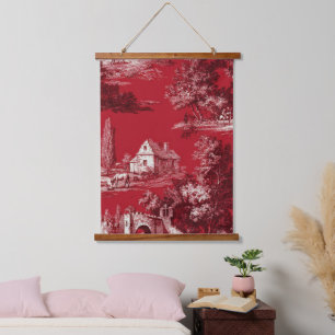 Elegante scharlaken toile - Franse plattelandmotie Hangend Wandkleed