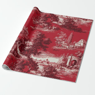 Elegante scharlaken toile - Franse plattelandsthem Cadeaupapier